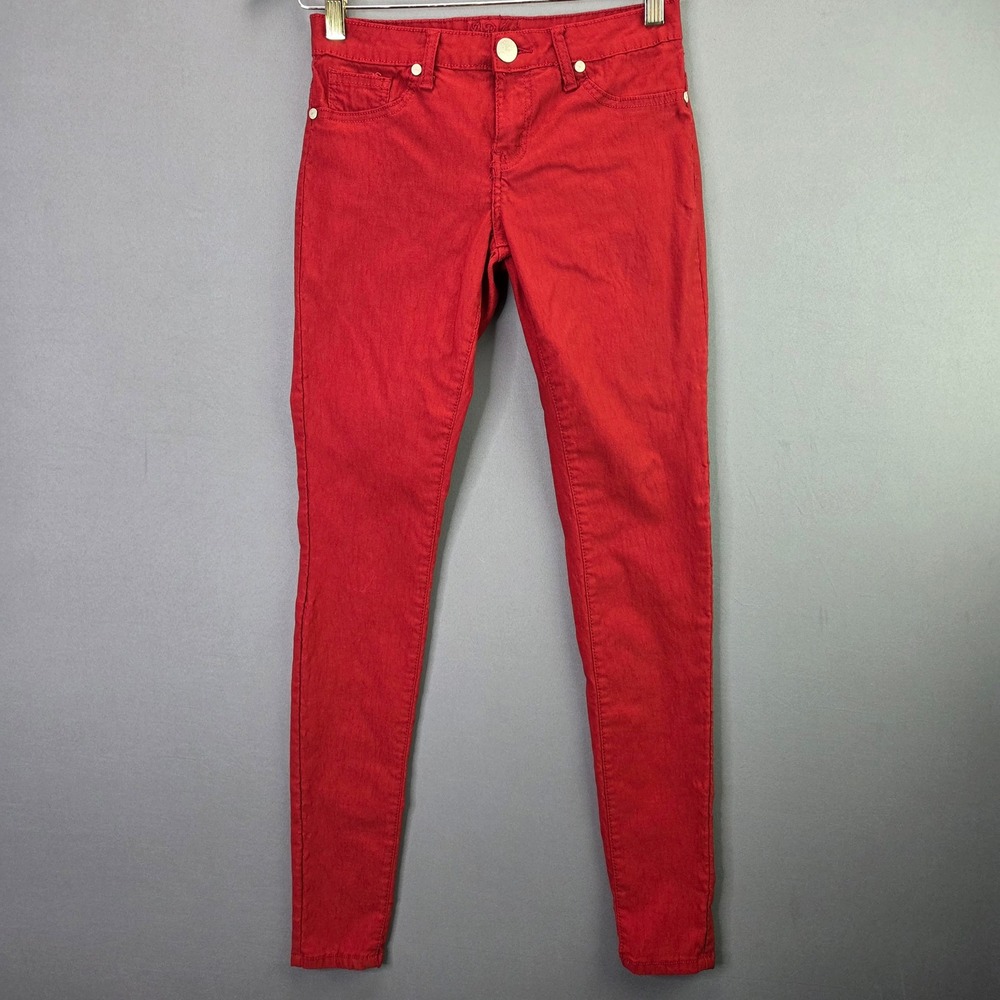 V.I.P. Skinny Jeans Size 7/8 Red Stretch Denim Low Rise Slim Fit Pants 3815